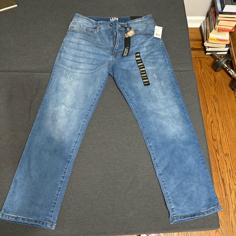 LAZER Men's Classic Straight Blue Jeans